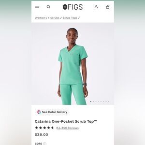 Figs Surgical Green Scrub Top